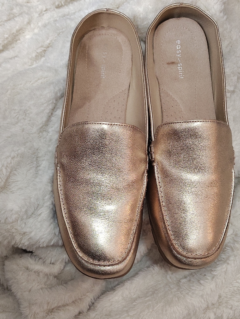 Easy Spirit Metallic Rose Gold Slip-On Loafers